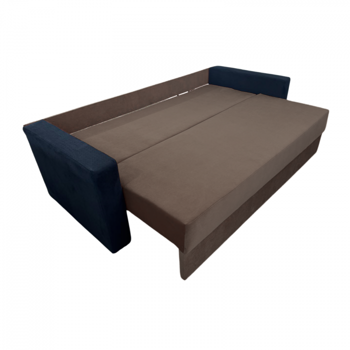 Canapea ELIZA extensibilă 3 locuri, cu ladă depozitare, tapițată în catifea maro cappuccino cu negru, dimensiuni 220x95x80 cm [7]