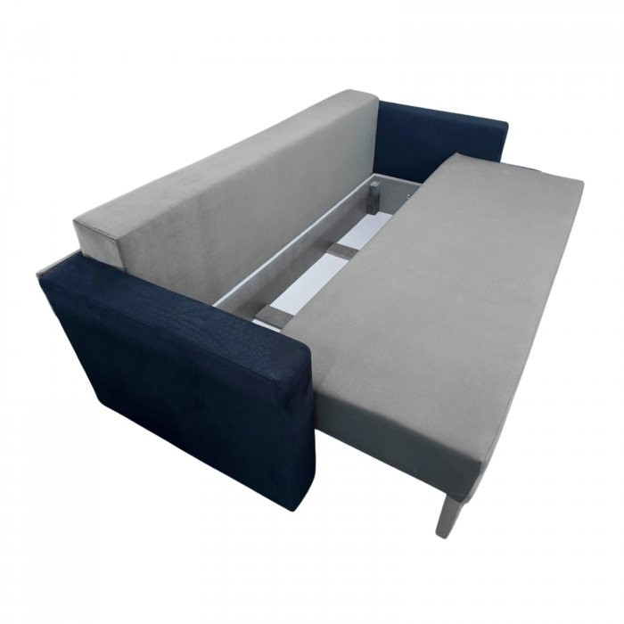 Canapea ELIZA extensibilă 3 locuri, cu ladă depozitare, tapițată în catifea maro cappuccino cu negru, dimensiuni 220x95x80 cm [6]