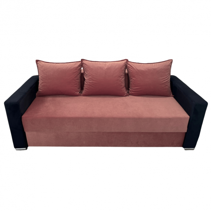 Canapea ELIZA extensibilă 3 locuri, cu ladă depozitare, tapițată în catifea maro cappuccino cu negru, dimensiuni 220x95x80 cm [3]