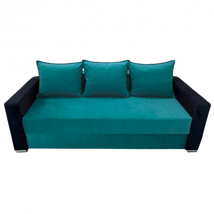 Canapea ELIZA extensibilă 3 locuri, cu ladă depozitare, tapițată în catifea maro cappuccino cu negru, dimensiuni 220x95x80 cm [3]
