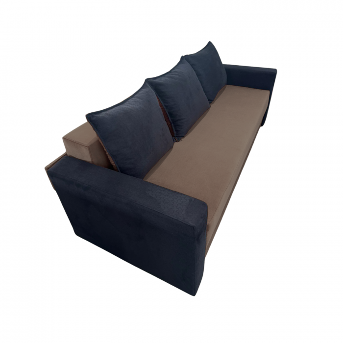 Canapea ELIZA extensibilă 3 locuri, cu ladă depozitare, tapițată în catifea maro cappuccino cu negru, dimensiuni 220x95x80 cm [8]