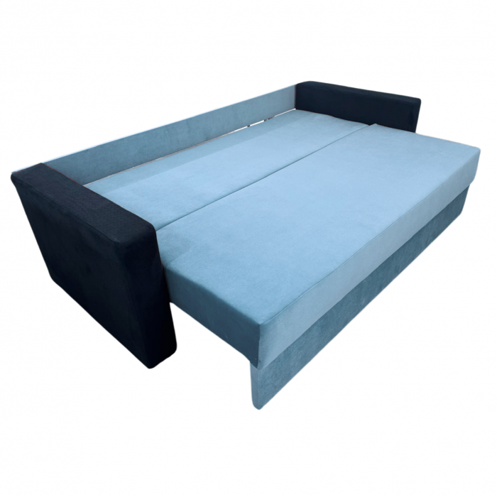 Canapea ELIZA extensibilă 3 locuri, cu ladă depozitare, tapițată în catifea maro cappuccino cu negru, dimensiuni 220x95x80 cm [6]