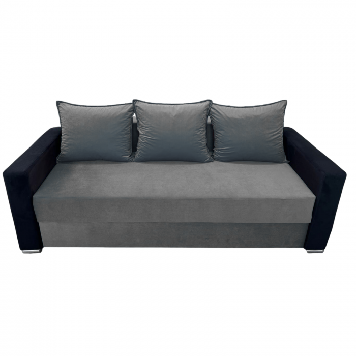 Canapea ELIZA extensibilă 3 locuri, cu ladă depozitare, tapițată în catifea maro cappuccino cu negru, dimensiuni 220x95x80 cm [4]