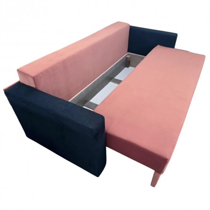 Canapea ELIZA extensibilă 3 locuri, cu ladă depozitare, tapițată în catifea maro cappuccino cu negru, dimensiuni 220x95x80 cm [6]