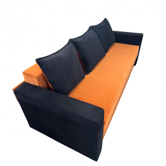 Canapea ELIZA extensibilă 3 locuri, cu ladă depozitare, tapițată în catifea maro cappuccino cu negru, dimensiuni 220x95x80 cm [9]