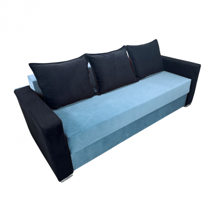 Canapea ELIZA extensibilă 3 locuri, cu ladă depozitare, tapițată în catifea maro cappuccino cu negru, dimensiuni 220x95x80 cm [2]