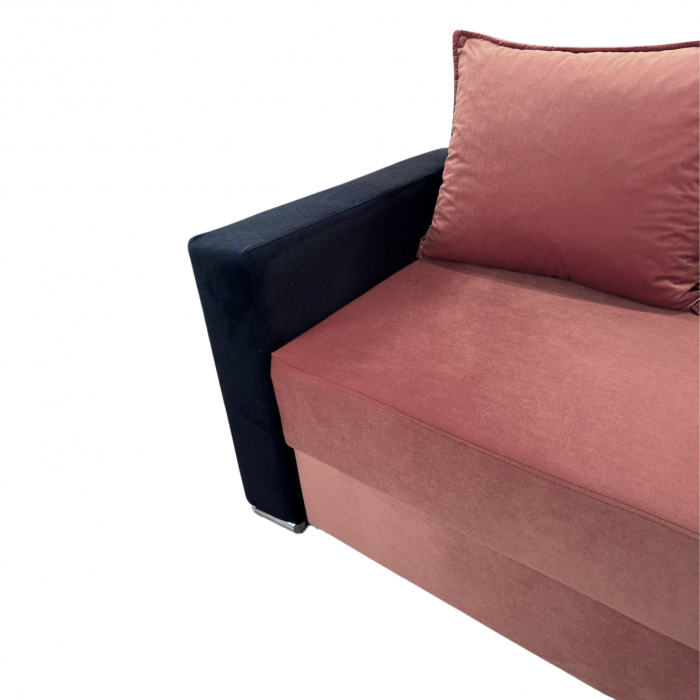 Canapea ELIZA extensibilă 3 locuri, cu ladă depozitare, tapițată în catifea maro cappuccino cu negru, dimensiuni 220x95x80 cm [8]