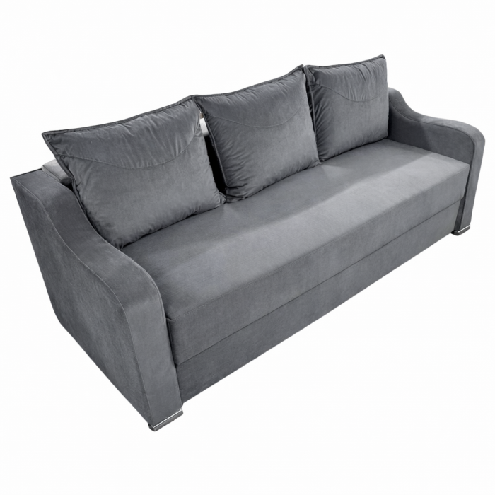 Canapea GIULIA extensibila, 3 locuri, cu lada de depozitare, catifea gri , 220x100x80 [5]