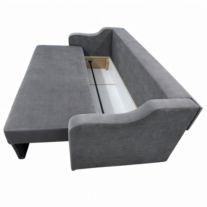 Canapea GIULIA extensibila, 3 locuri, cu lada de depozitare, catifea gri , 220x100x80 [4]