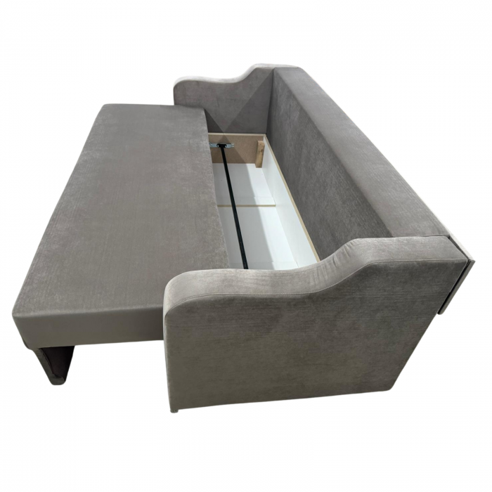 Canapea GIULIA extensibila, 3 locuri, cu lada de depozitare, catifea gri , 220x100x80 [5]