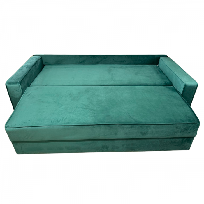 Canapea LARISA extensibila, 3 locuri, lada de depozitare, catifea bleumarin, 220x95x85 [3]