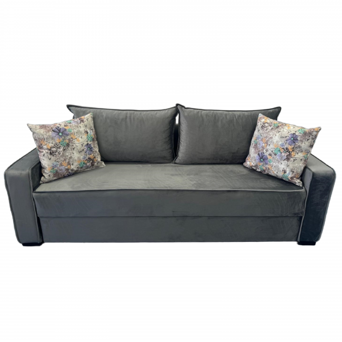 Canapea LARISA extensibila, 3 locuri, lada de depozitare, catifea bleumarin, 220x95x85 [1]