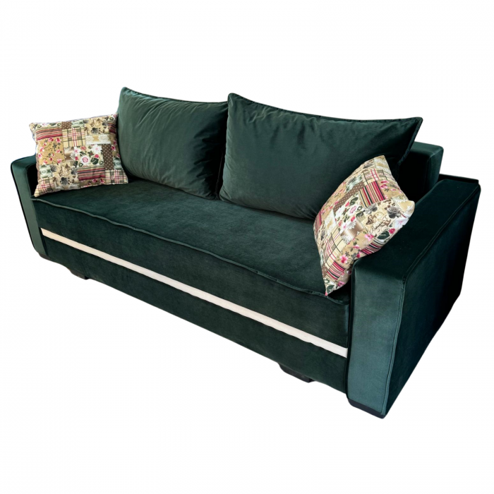 Canapea LARISA extensibila, 3 locuri, lada de depozitare, catifea bleumarin, 220x95x85 [3]
