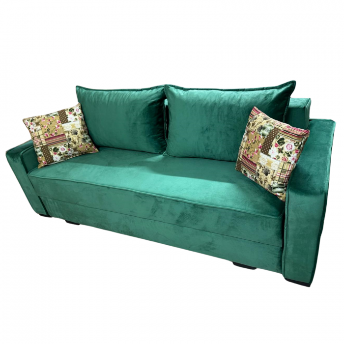 Canapea LARISA extensibila, 3 locuri, lada de depozitare, catifea bleumarin, 220x95x85 [5]