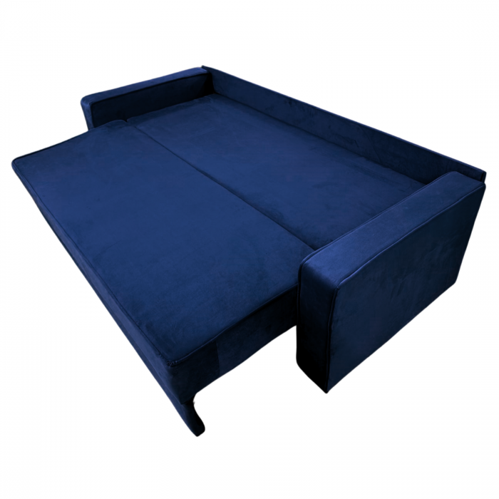 Canapea LARISA extensibila, 3 locuri, lada de depozitare, catifea bleumarin, 220x95x85 [4]