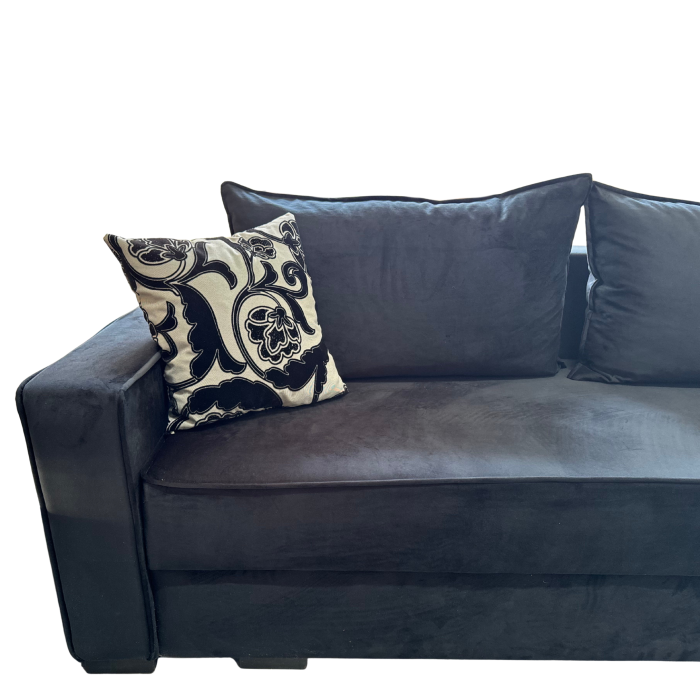 Canapea LARISA extensibila, 3 locuri, lada de depozitare, catifea bleumarin, 220x95x85 [5]