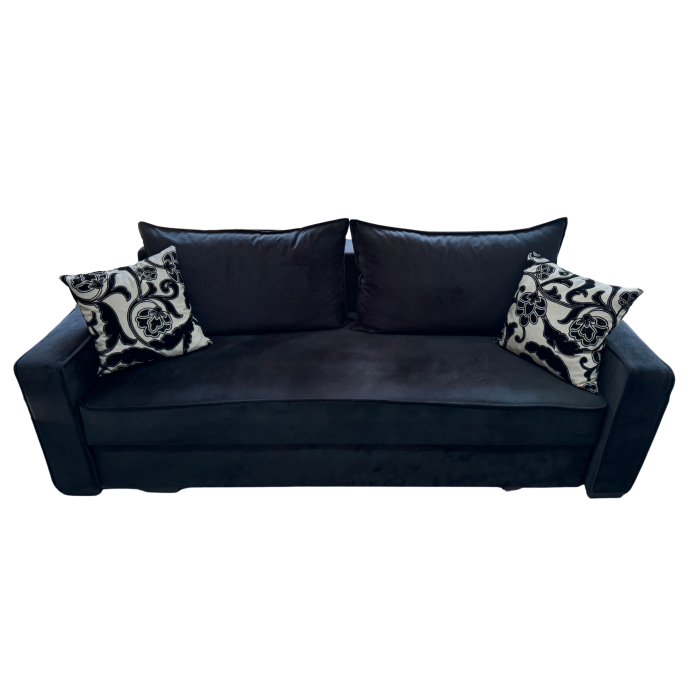 Canapea LARISA extensibila, 3 locuri, lada de depozitare, catifea bleumarin, 220x95x85 [7]