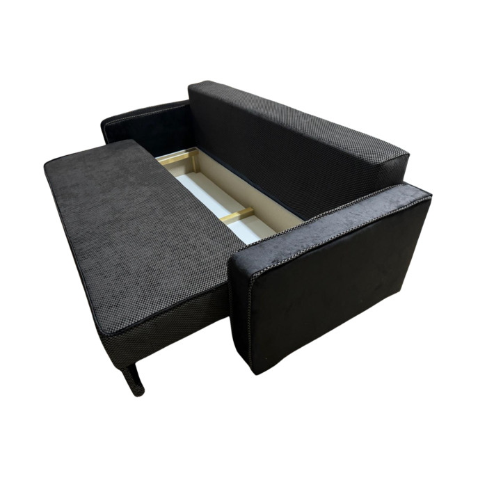 Canapea LARISA extensibila, 3 locuri, lada de depozitare, catifea bleumarin, 220x95x85 [6]