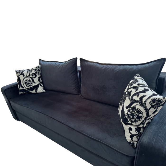 Canapea LARISA extensibila, 3 locuri, lada de depozitare, catifea bleumarin, 220x95x85 [4]