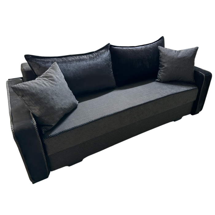 Canapea LARISA extensibila, 3 locuri, lada de depozitare, catifea bleumarin, 220x95x85 [2]