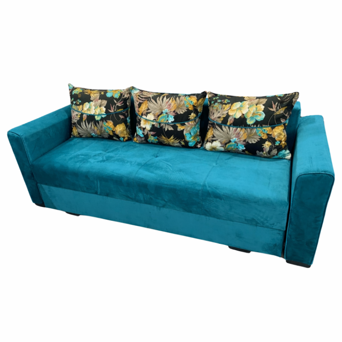 Canapea LILI extensibila, 3 locuri, cu lada de depozitare, catifea verde padure , 220x95x80 [2]