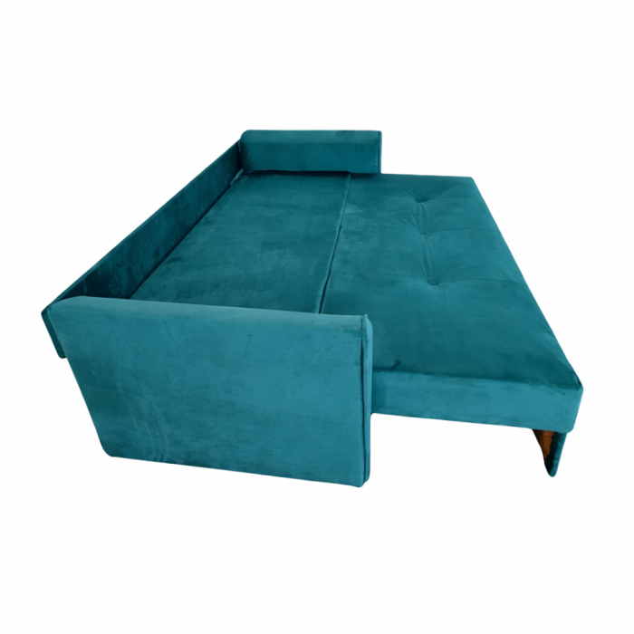 Canapea LILI extensibila, 3 locuri, cu lada de depozitare, catifea verde padure , 220x95x80 [4]