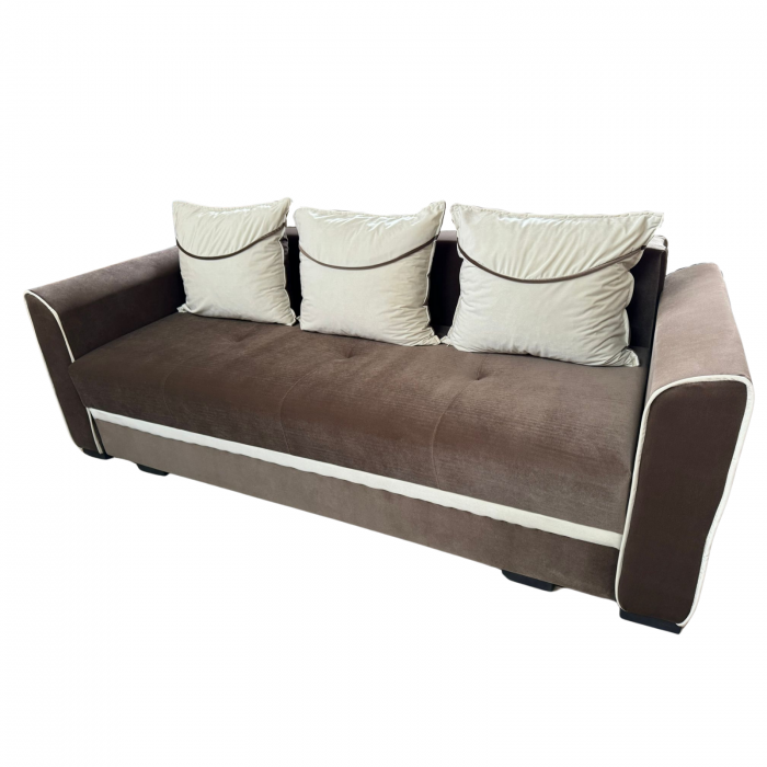 Canapea LILI extensibila, 3 locuri, cu lada de depozitare, catifea verde padure , 220x95x80 [2]