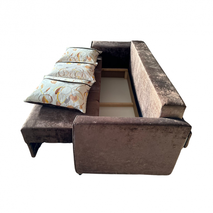 Canapea LILI extensibila, 3 locuri, cu lada de depozitare, catifea verde padure , 220x95x80 [5]