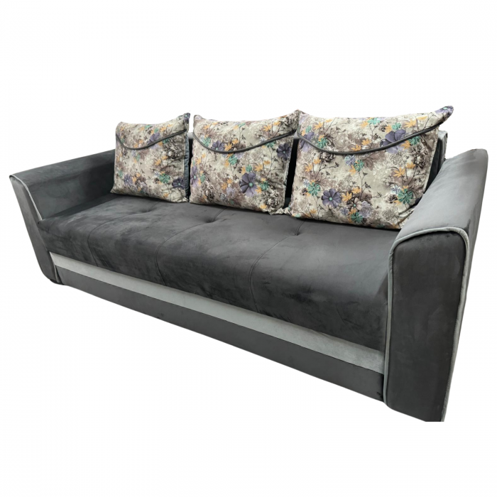 Canapea LILI extensibila, 3 locuri, cu lada de depozitare, catifea verde padure , 220x95x80 [2]