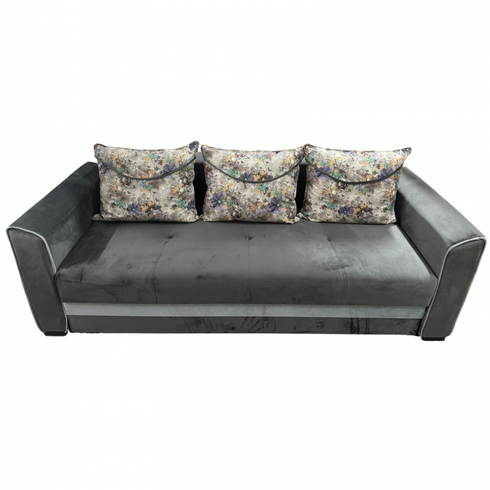 Canapea LILI extensibila, 3 locuri, cu lada de depozitare, catifea verde padure , 220x95x80 [1]