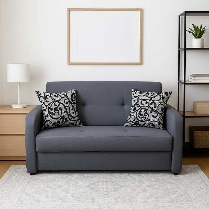 Canapea SAMY extensibila, 2 locuri, cu lada de depozitare, stofa albastru, 152x100x92 [2]