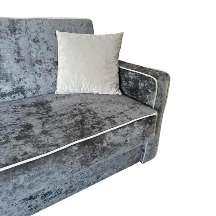 Canapea SAMY NEXT extensibila, 2 locuri, cu lada de depozitare, catifea plusata gri , cadru metalic , 170x100x92 cm [6]