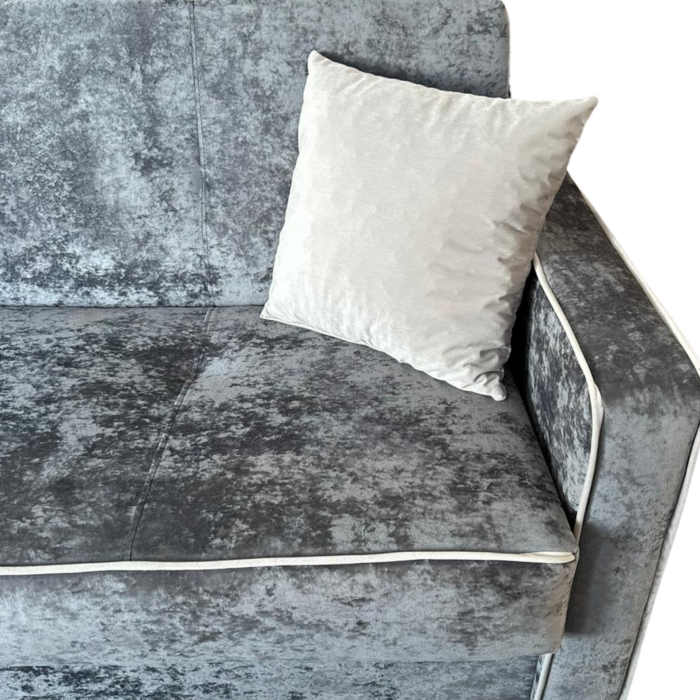 Canapea SAMY NEXT extensibila, 2 locuri, cu lada de depozitare, catifea plusata gri , cadru metalic , 170x100x92 cm [5]