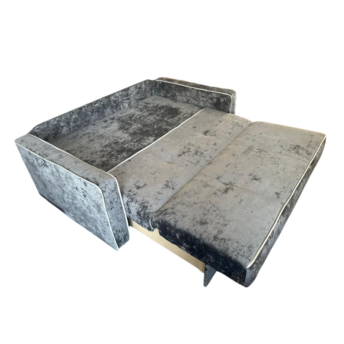 Canapea SAMY NEXT extensibila, 2 locuri, cu lada de depozitare, catifea plusata gri , cadru metalic , 170x100x92 cm [4]