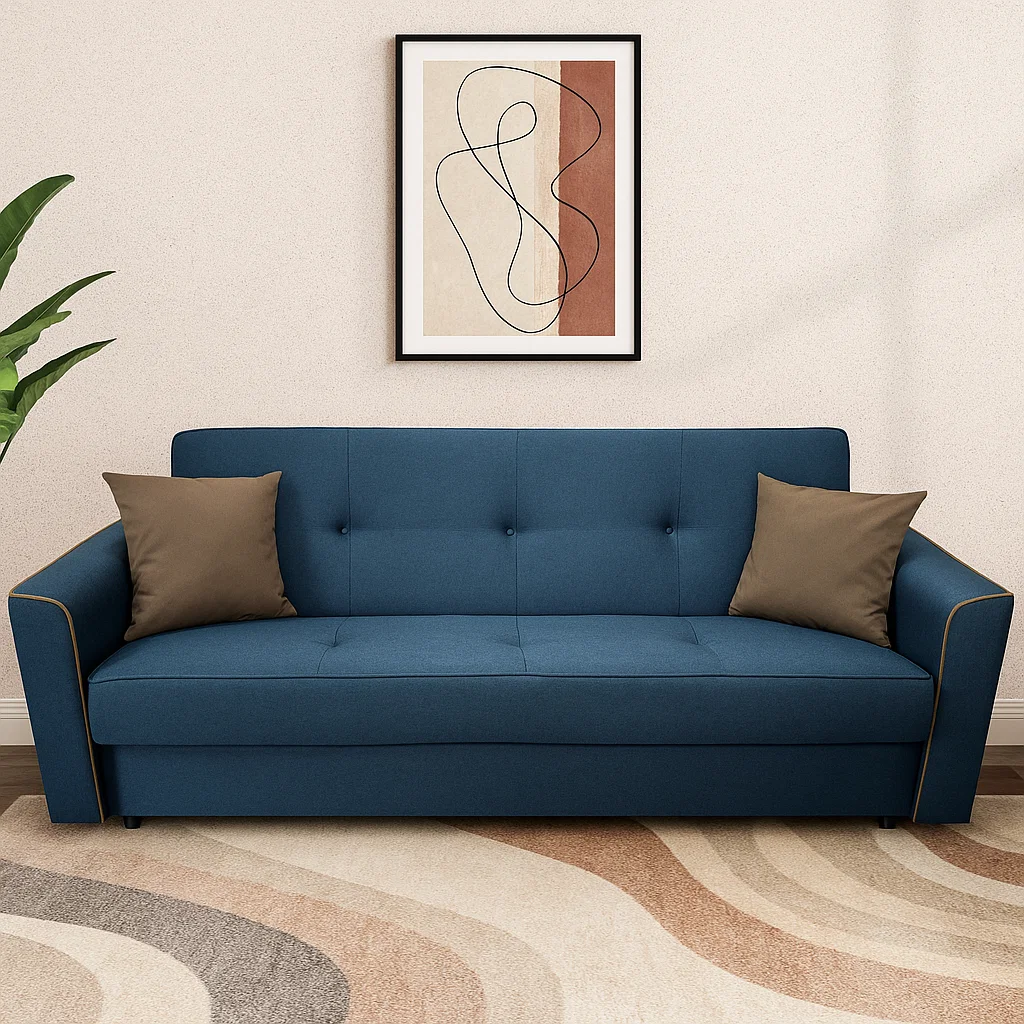 Canapea VERA extensibila, 3 locuri, lada de depozitare, stofa rosu bordo, 225x90x90 [2]