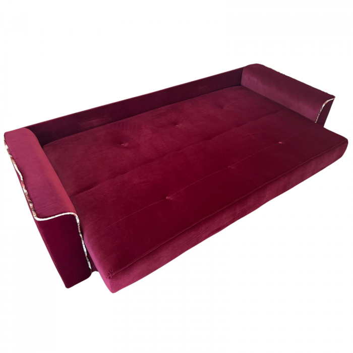 Canapea VERA extensibila, 3 locuri, lada de depozitare, stofa rosu bordo, 225x90x90 [5]