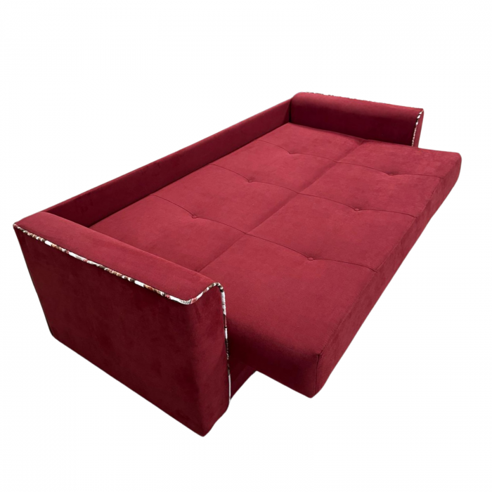 Canapea VERA extensibila, 3 locuri, lada de depozitare, stofa rosu bordo, 225x90x90 [4]