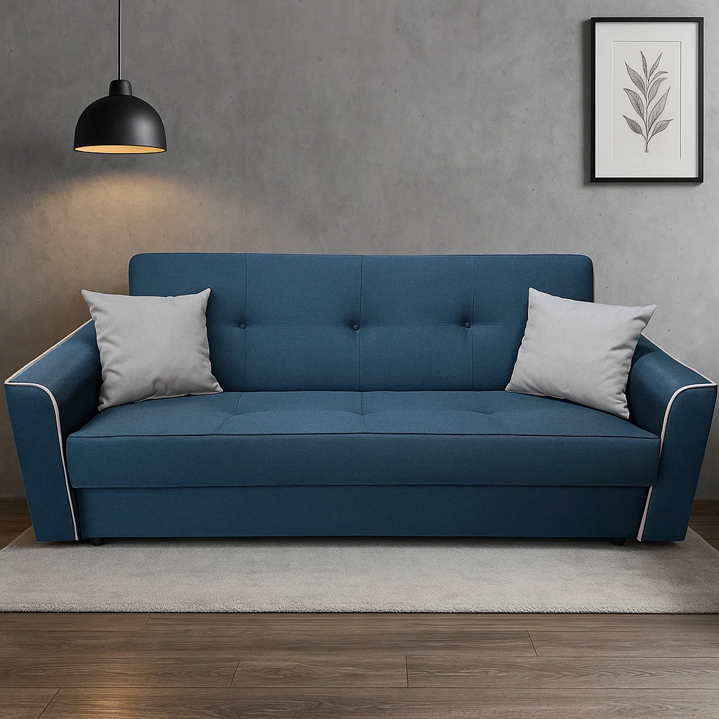 Canapea VERA extensibila, 3 locuri, lada de depozitare, stofa rosu bordo, 225x90x90 [5]