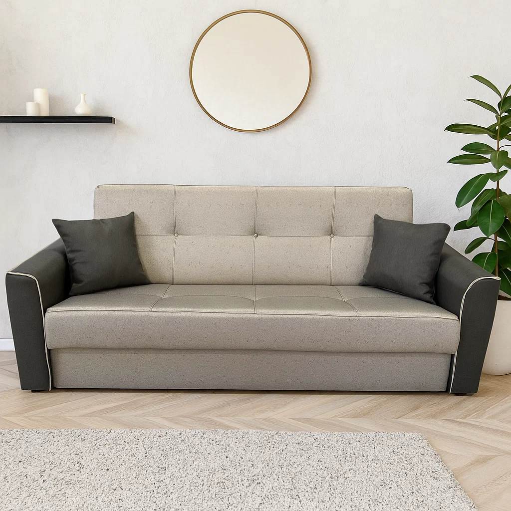 Canapea VERA extensibila, 3 locuri, lada de depozitare, stofa rosu bordo, 225x90x90 [5]