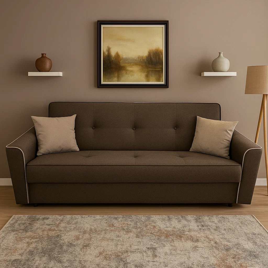 Canapea VERA extensibila, 3 locuri, lada de depozitare, stofa rosu bordo, 225x90x90 [2]