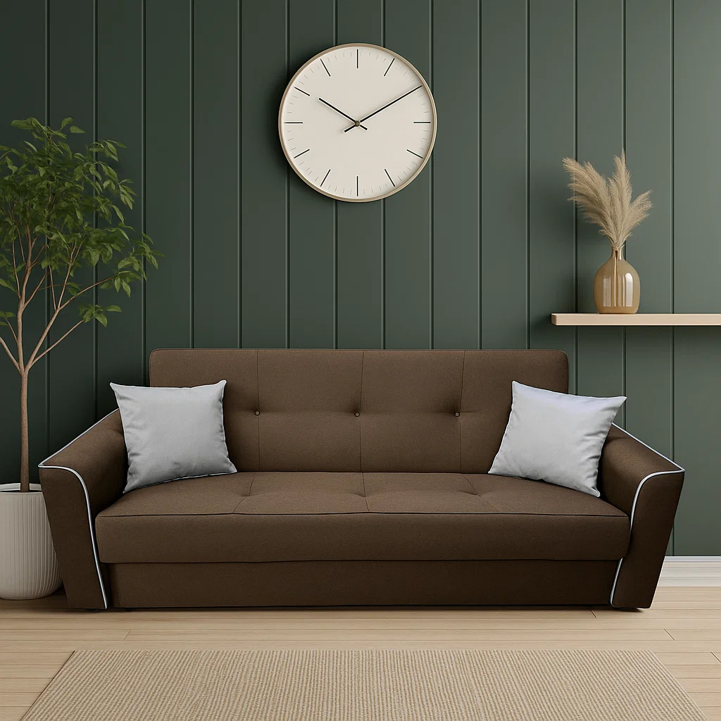 Canapea VERA extensibila, 3 locuri, lada de depozitare, stofa rosu bordo, 225x90x90 [2]
