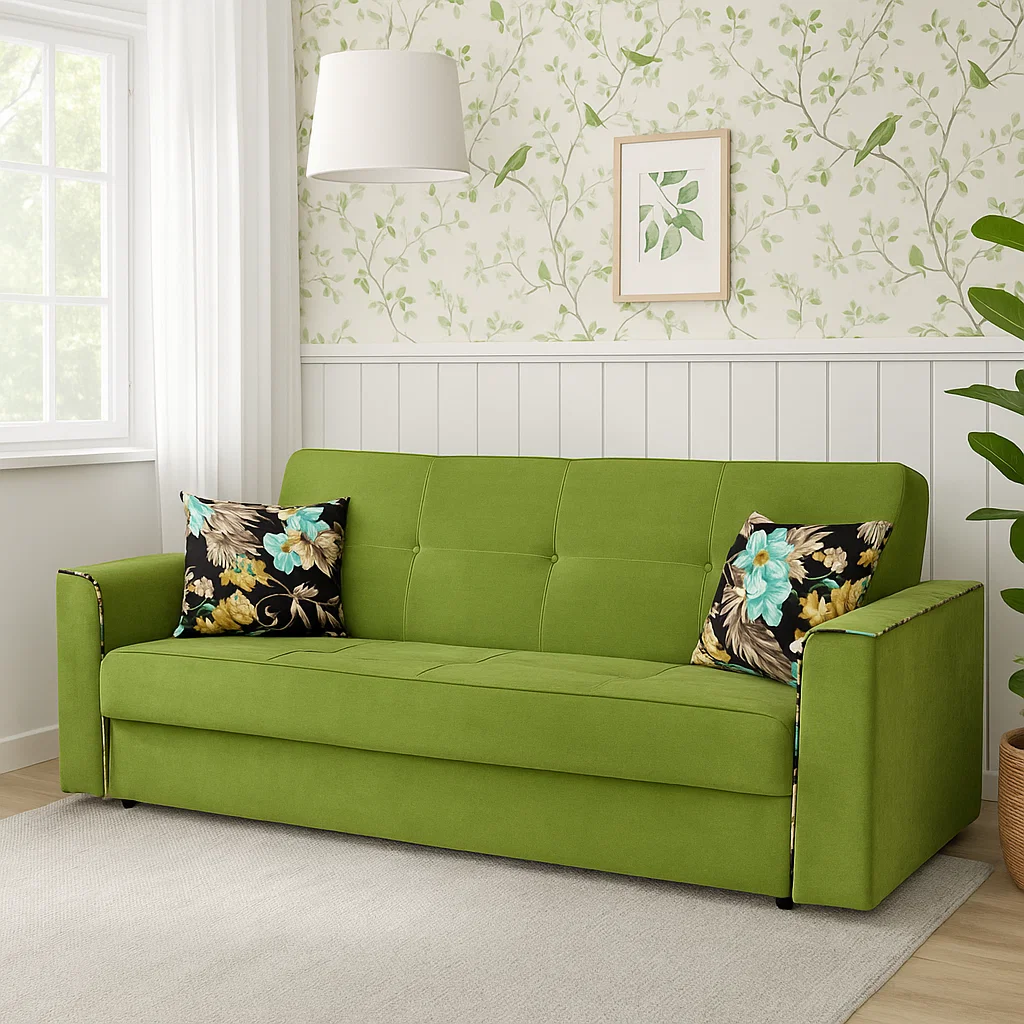Canapea VERA extensibila, 3 locuri, lada de depozitare, stofa rosu bordo, 225x90x90 [5]