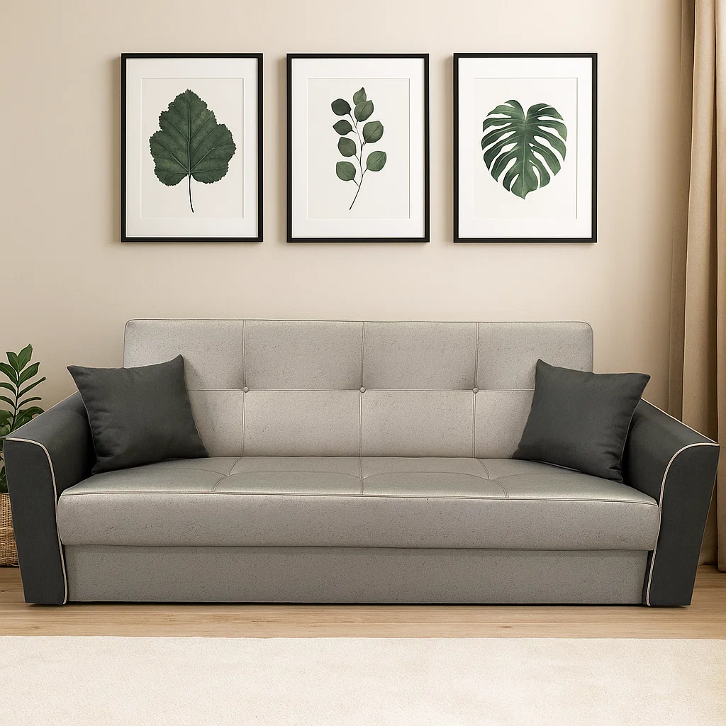 Canapea VERA extensibila, 3 locuri, lada de depozitare, stofa rosu bordo, 225x90x90 [2]