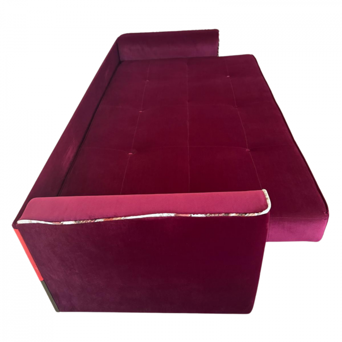 Canapea VERA extensibila, 3 locuri, lada de depozitare, stofa rosu bordo, 225x90x90 [6]