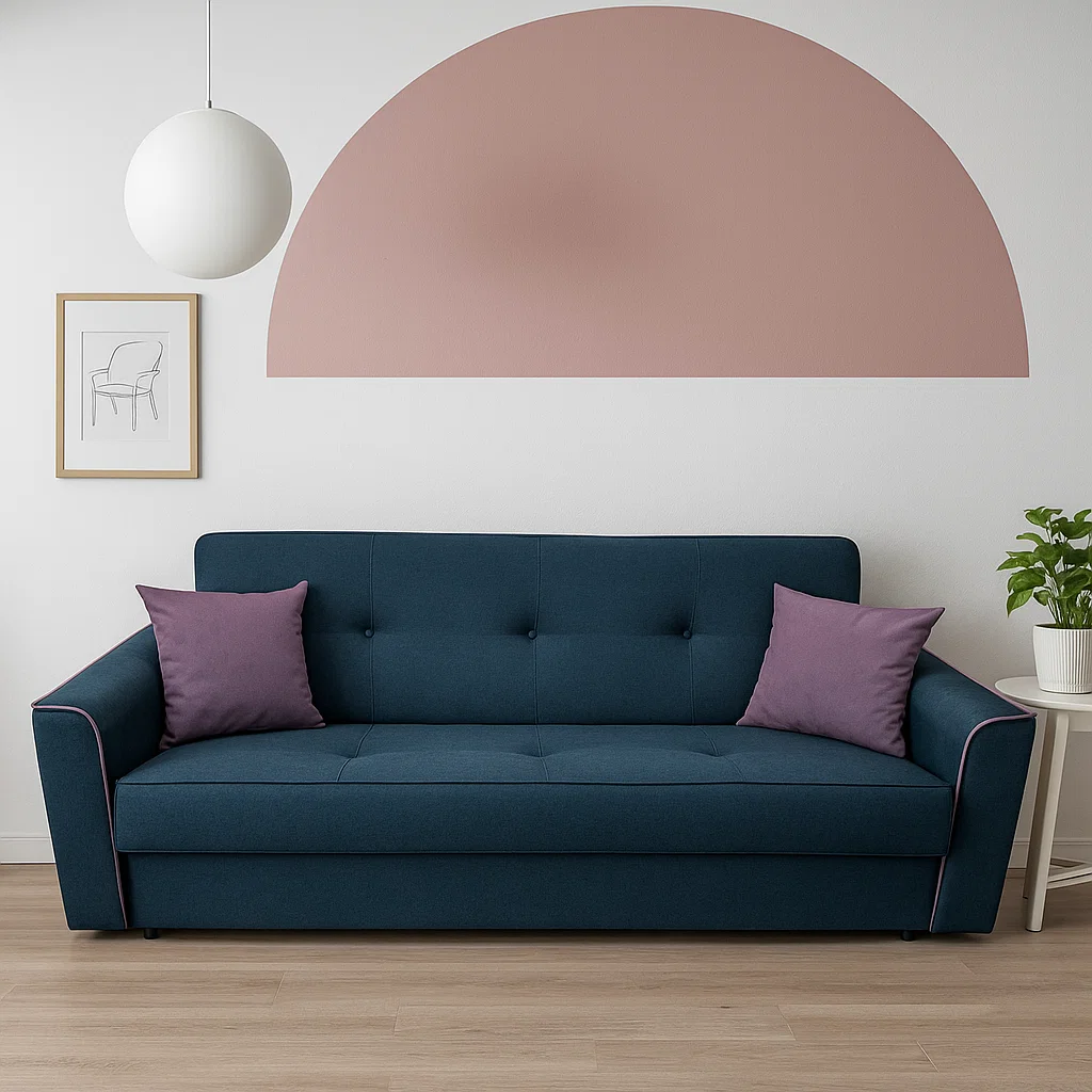 Canapea VERA extensibila, 3 locuri, lada de depozitare, stofa rosu bordo, 225x90x90 [2]