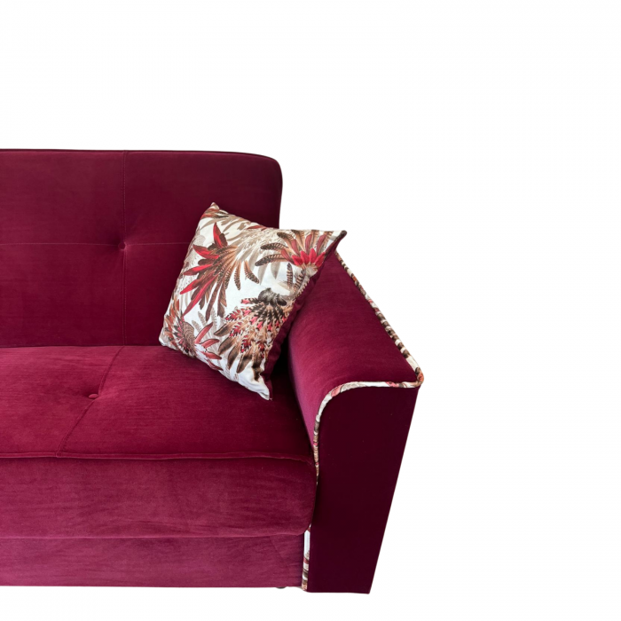 Canapea VERA extensibila, 3 locuri, lada de depozitare, stofa rosu bordo, 225x90x90 [4]
