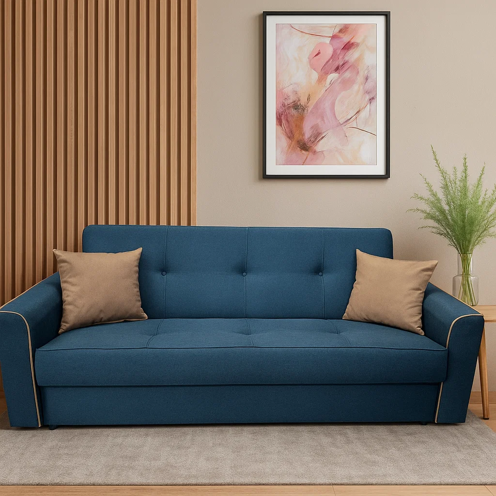 Canapea VERA extensibila, 3 locuri, lada de depozitare, stofa rosu bordo, 225x90x90 [2]