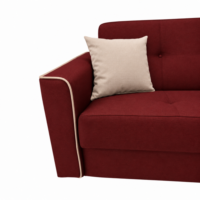 Canapea VERA extensibila, 3 locuri, lada de depozitare, stofa rosu bordo, 225x90x90 [19]
