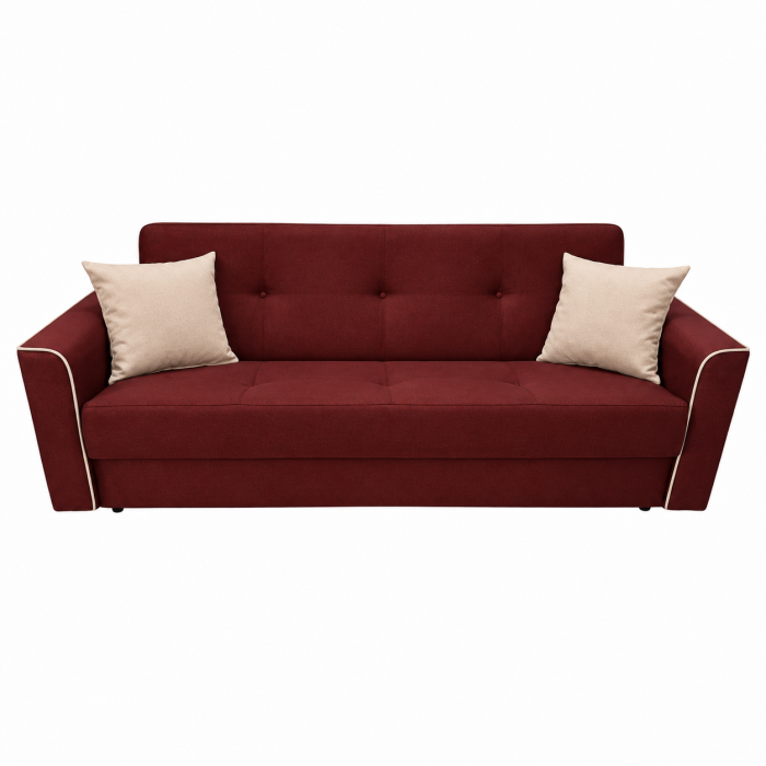 Canapea VERA extensibila, 3 locuri, lada de depozitare, stofa rosu bordo, 225x90x90 [20]