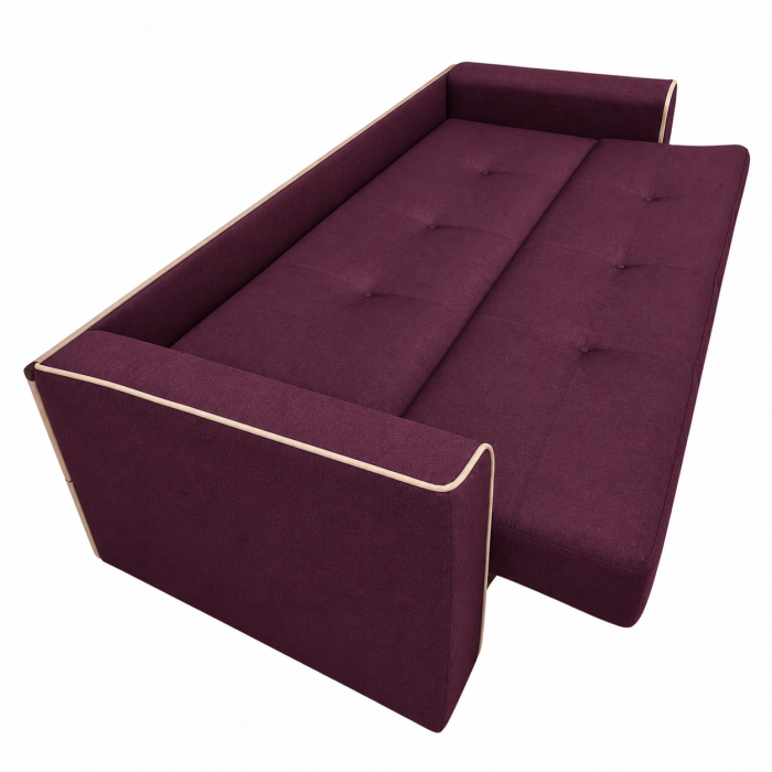 Canapea VERA extensibila, 3 locuri, lada de depozitare, stofa rosu bordo, 225x90x90 [24]